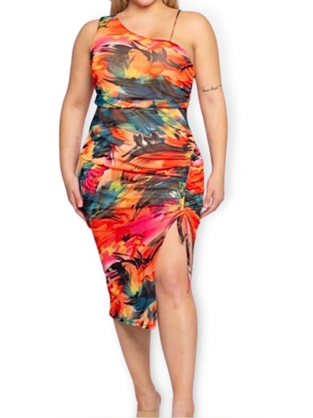 Bluebell Cocktail Asymmetric Multicolor Abstract Print Dress